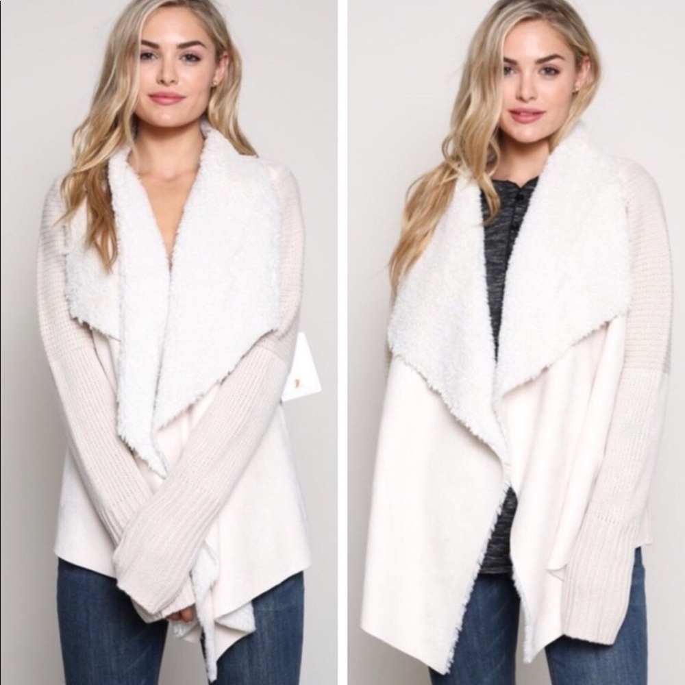 ✨Faux Suede & Fur Cardigan Sweater ✨New Arrival❣️ - Picture 2 of 6